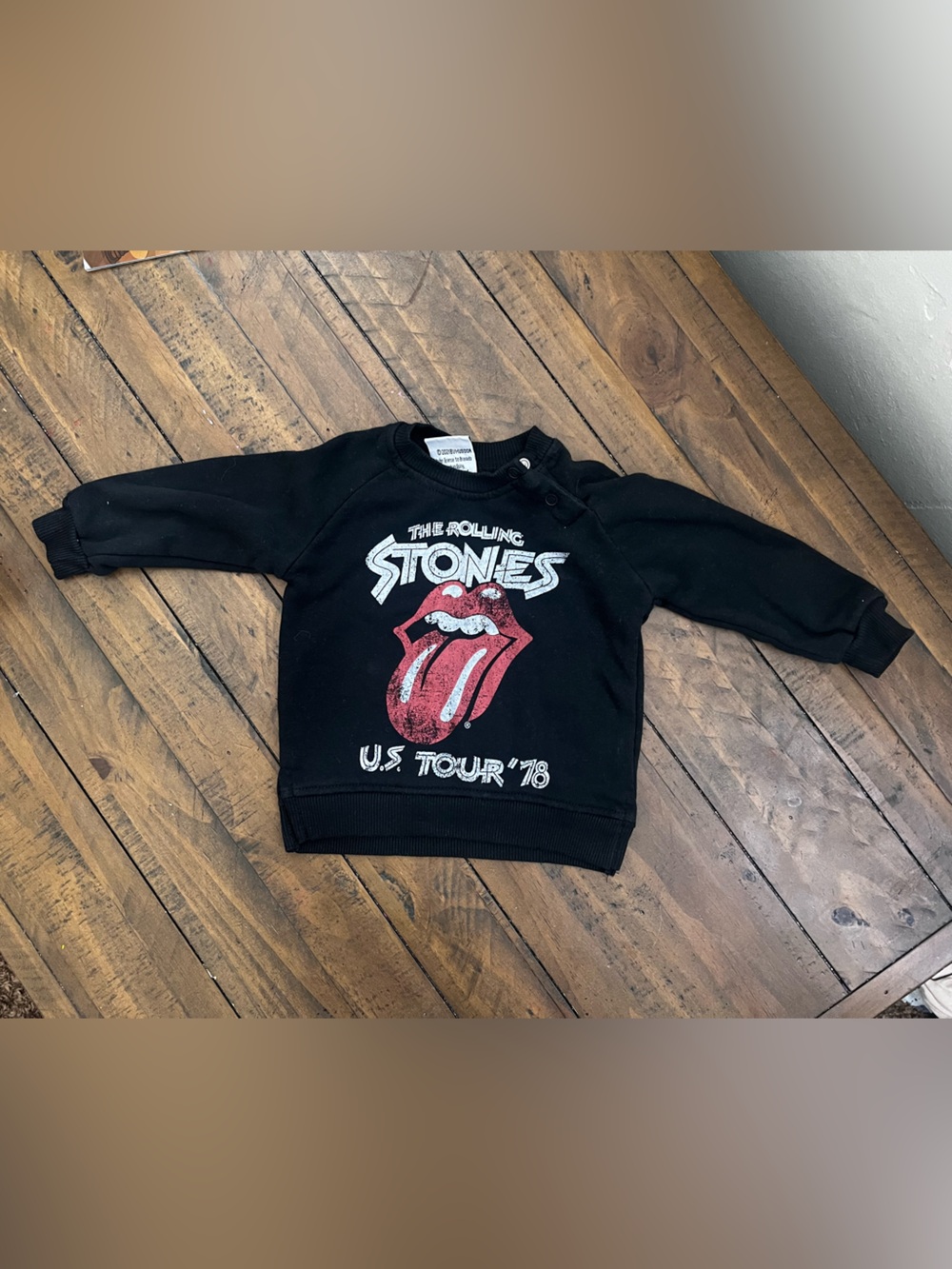 Baby The Rolling Stones Black Kids Sweatshirt with Red Tongue Logo